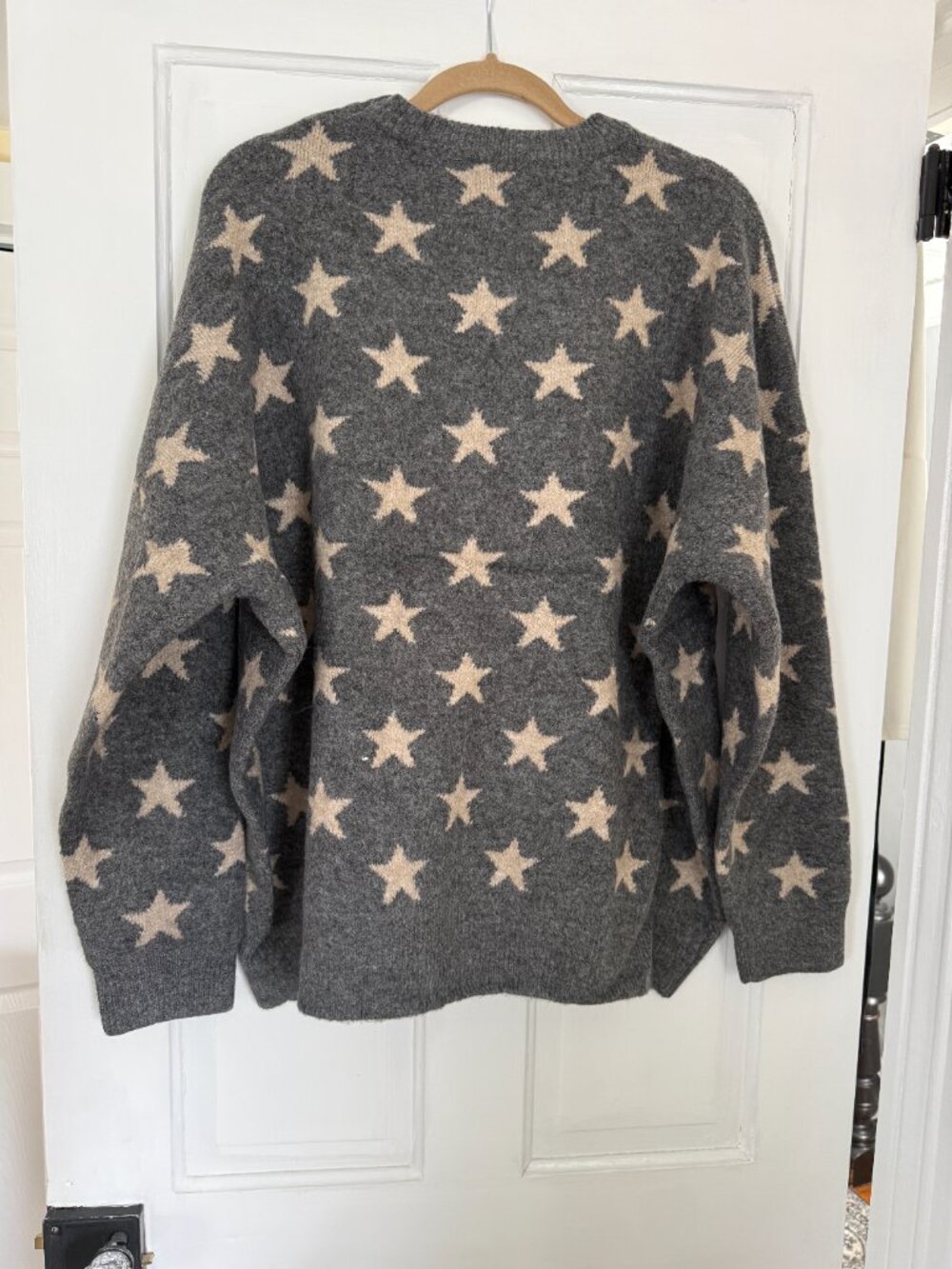 NWT Adora Plus Size Luxe Soft Star Jacquard Sweater Gray Cream Cozy Oversized Kn - Picture 6 of 10
